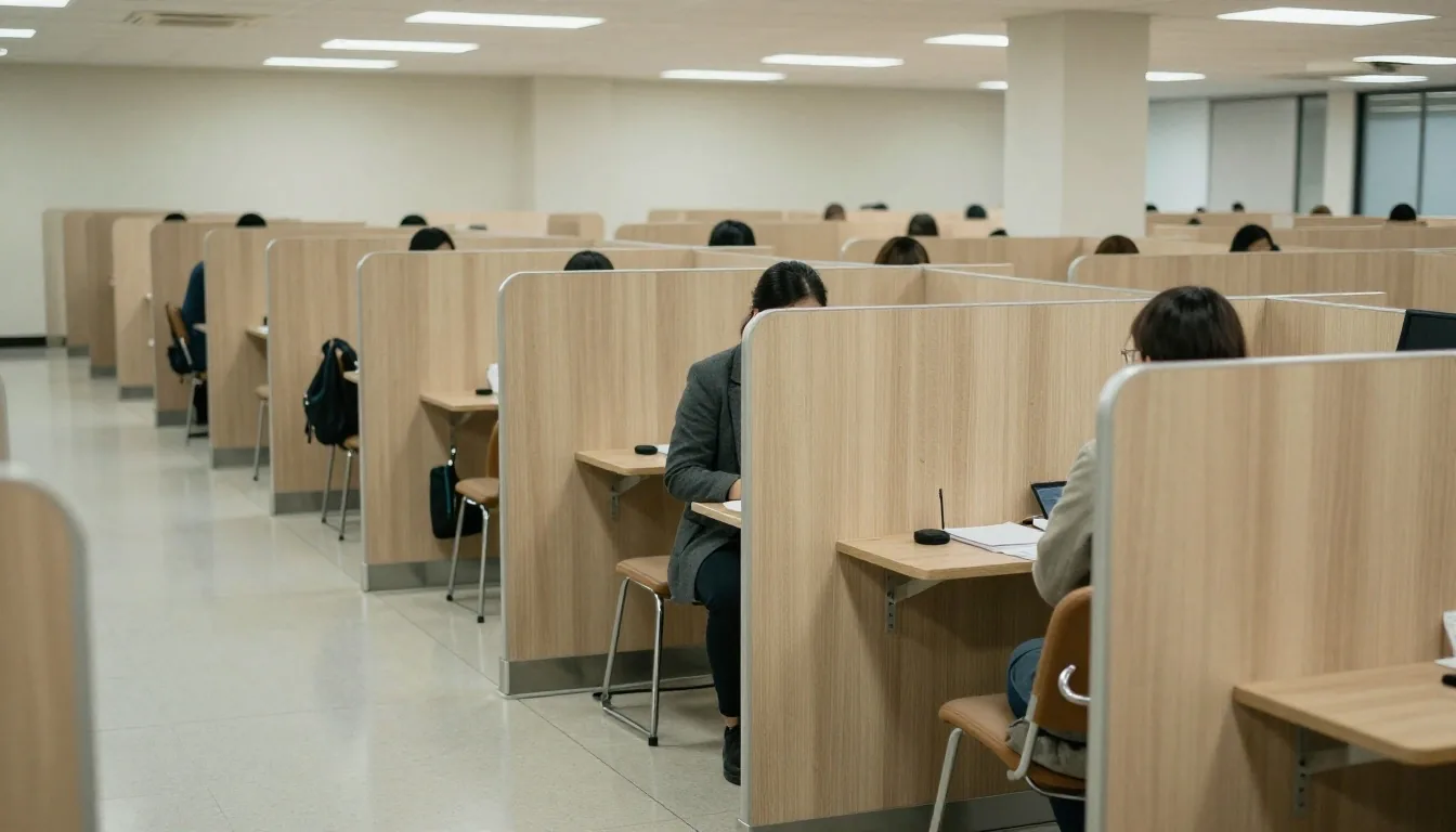 Mülakat bekleme salonu ve görüşme bankoları
